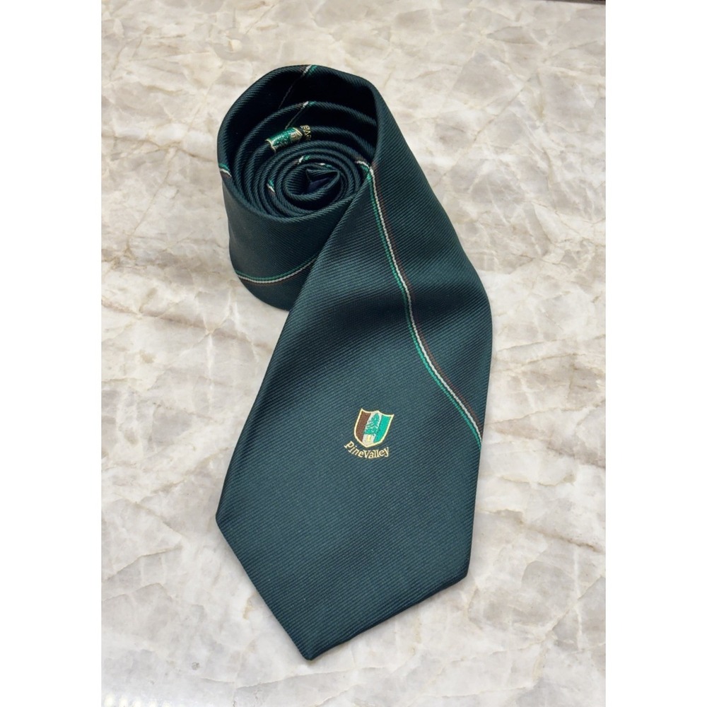 Vintage Pine Valley Golf Club Members Only Neck Tie Green Silk Corporate Classic